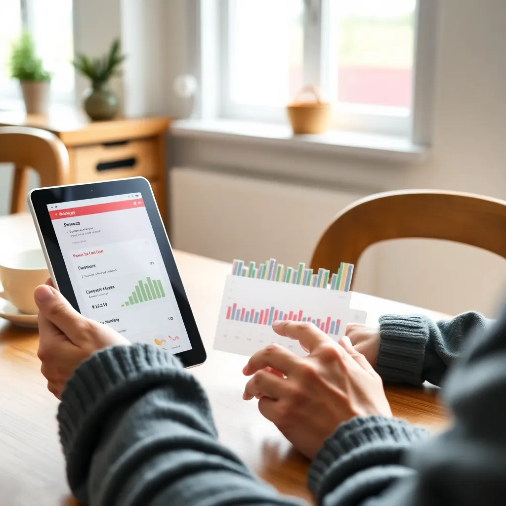 Persoon die budgetplan maakt aan bureau